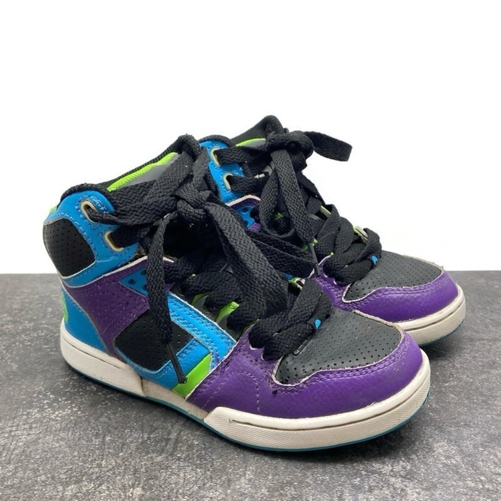 Osiris Y2K High Top Skate Shoes Kids Size 13 Purple Blue Neon Green 41921578